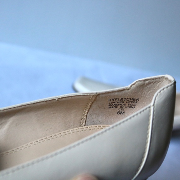 ANNE KLEIN iFlex Cream Leather Heels Square Toe Stacked Heel Women's Size 6 - Picture 6 of 11